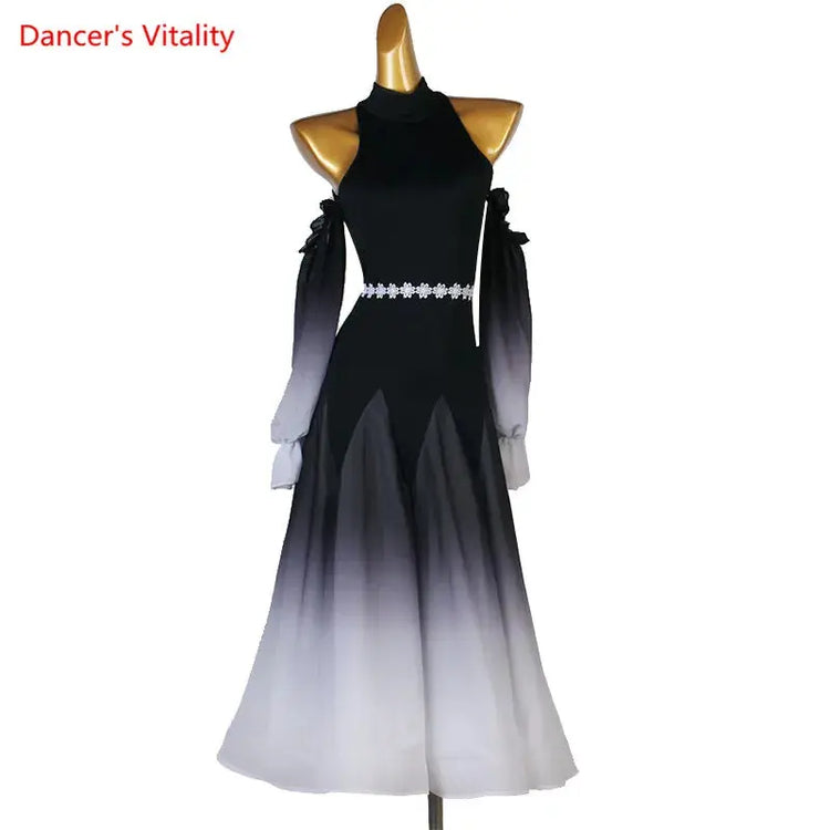 Modern Dance Dress Stand-Up Collar Mesh Sleeve Long Skirt Performance Clothing High-End Custom Child Woman Competition Clothes SHOPEZRA L.L.C.