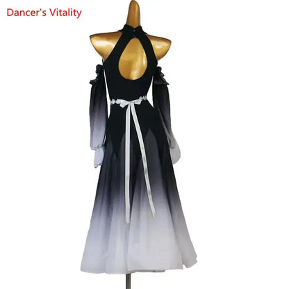 Modern Dance Dress Stand-Up Collar Mesh Sleeve Long Skirt Performance Clothing High-End Custom Child Woman Competition Clothes by Dropshipman