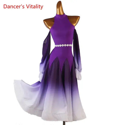 Modern Dance Dress Stand-Up Collar Mesh Sleeve Long Skirt Performance Clothing High-End Custom Child Woman Competition Clothes by Dropshipman