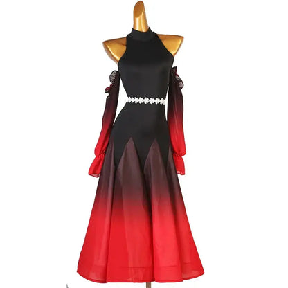 Modern Dance Dress Stand-Up Collar Mesh Sleeve Long Skirt Performance Clothing High-End Custom Child Woman Competition Clothes by Dropshipman
