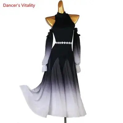 Modern Dance Dress Stand-Up Collar Mesh Sleeve Long Skirt Performance Clothing High-End Custom Child Woman Competition Clothes by Dropshipman