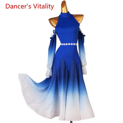 Modern Dance Dress Stand-Up Collar Mesh Sleeve Long Skirt Performance Clothing High-End Custom Child Woman Competition Clothes by Dropshipman