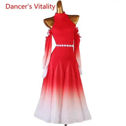 Modern Dance Dress Stand-Up Collar Mesh Sleeve Long Skirt Performance Clothing High-End Custom Child Woman Competition Clothes by Dropshipman