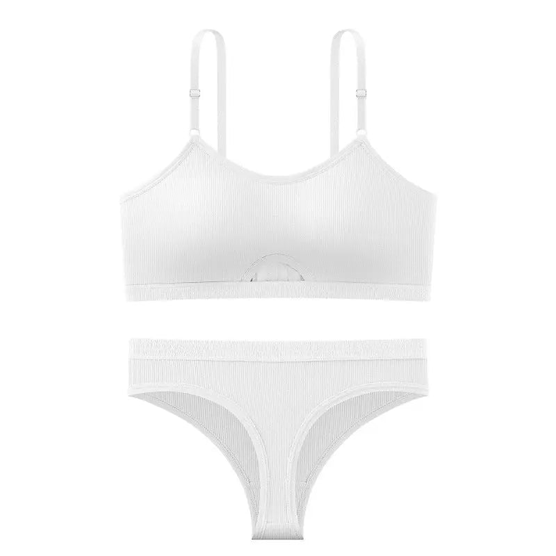 Black women's casual underwear and sports bra set by SHOPEZRA L.L.C., breathable, comfortable, with a stylish back design.
