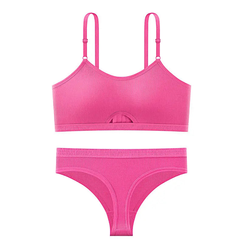 Black women's breathable underwear and sports bra set from SHOPEZRA L.L.C., featuring a comfortable sling design and stylish back.
