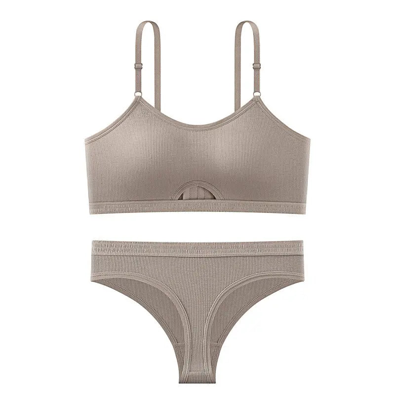 Black women's breathable underwear and sports bra set by SHOPEZRA L.L.C., featuring a simple, casual design with a beautiful back sling.