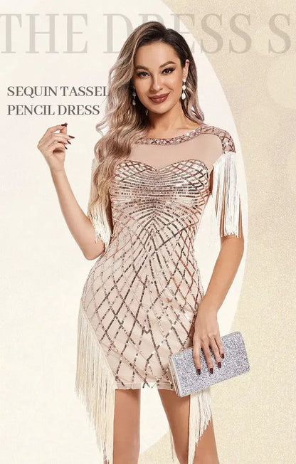 1920s Flapper Sequins Great Gatsby Cocktail Party Dress Sexy Retro Dress Wedding Dress Shop Dinner Dress Embroidered Dress by Dropshipman