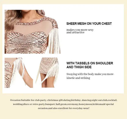 1920s Flapper Sequins Great Gatsby Cocktail Party Dress Sexy Retro Dress Wedding Dress Shop Dinner Dress Embroidered Dress by Dropshipman