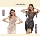 1920s Flapper Sequins Great Gatsby Cocktail Party Dress Sexy Retro Dress Wedding Dress Shop Dinner Dress Embroidered Dress SHOPEZRA L.L.C.