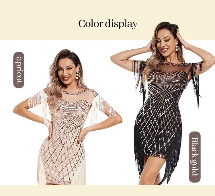 1920s Flapper Sequins Great Gatsby Cocktail Party Dress Sexy Retro Dress Wedding Dress Shop Dinner Dress Embroidered Dress SHOPEZRA L.L.C.