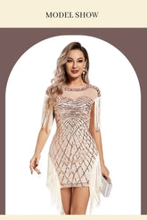 1920s Flapper Sequins Great Gatsby Cocktail Party Dress Sexy Retro Dress Wedding Dress Shop Dinner Dress Embroidered Dress SHOPEZRA L.L.C.