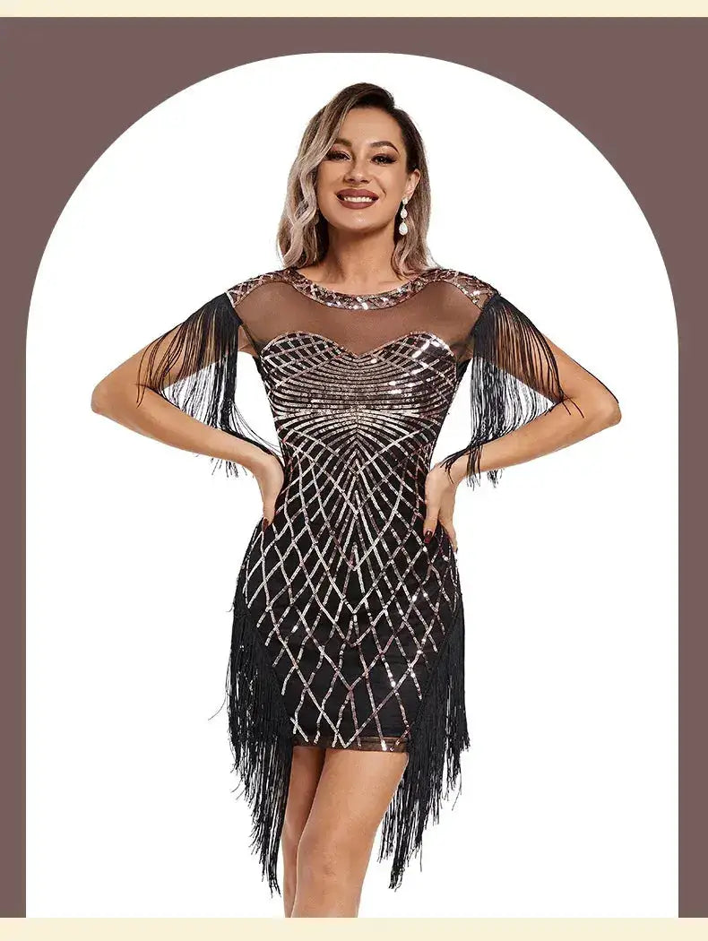 1920s Flapper Sequins Great Gatsby Cocktail Party Dress Sexy Retro Dress Wedding Dress Shop Dinner Dress Embroidered Dress by Dropshipman