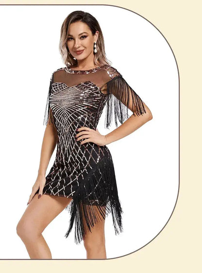1920s Flapper Sequins Great Gatsby Cocktail Party Dress Sexy Retro Dress Wedding Dress Shop Dinner Dress Embroidered Dress by Dropshipman
