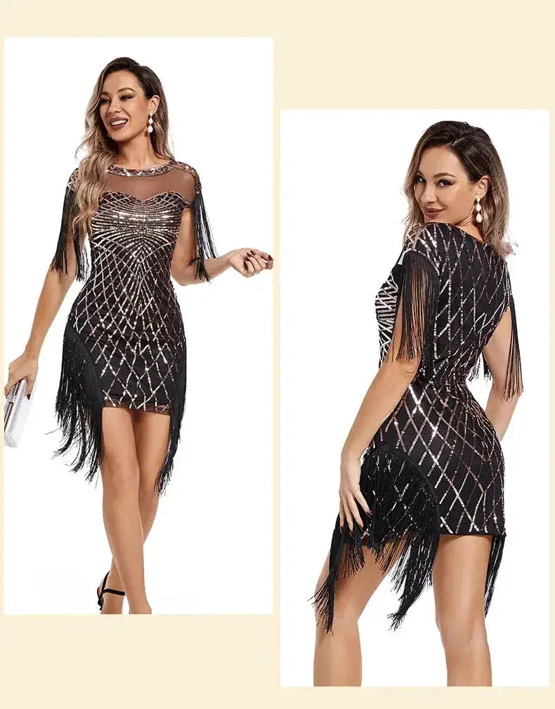 1920s Flapper Sequins Great Gatsby Cocktail Party Dress Sexy Retro Dress Wedding Dress Shop Dinner Dress Embroidered Dress by Dropshipman