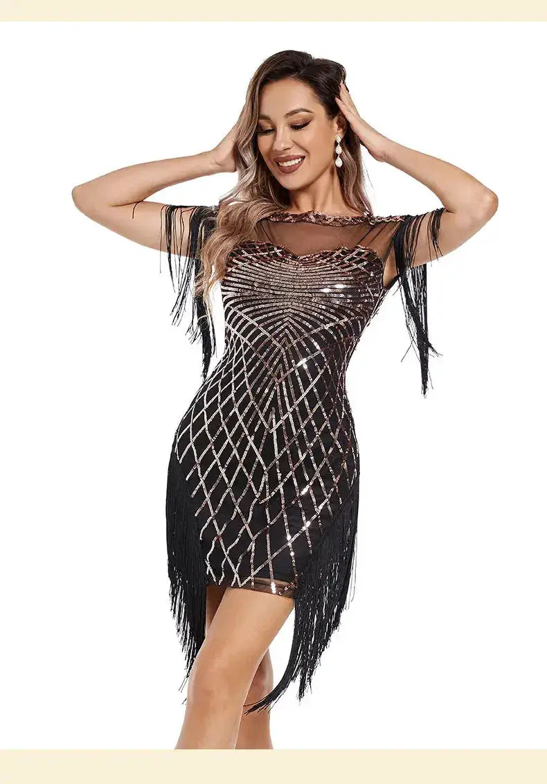 1920s Flapper Sequins Great Gatsby Cocktail Party Dress Sexy Retro Dress Wedding Dress Shop Dinner Dress Embroidered Dress by Dropshipman