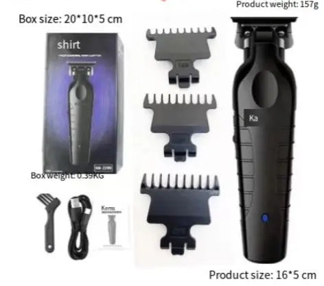 Black Kemei Professional Hair Clipper Set with multiple attachments and adjustable blades for precise hair trimming.