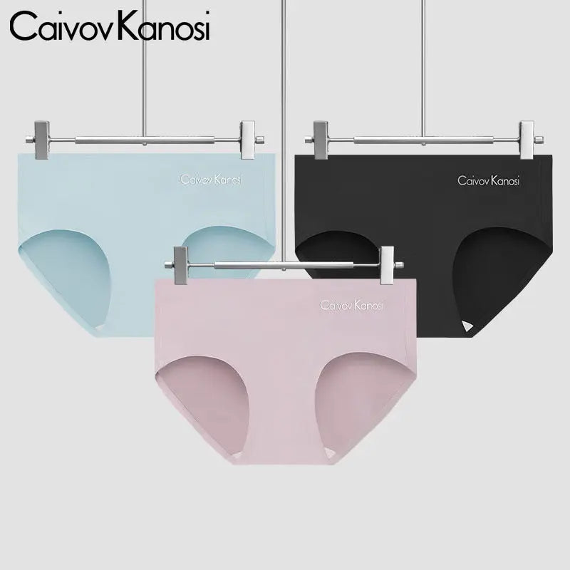 Black Caivov Kanosick80 modal women's underwear by SHOPEZRA L.L.C., featuring silk fabric and antibacterial crotch design.