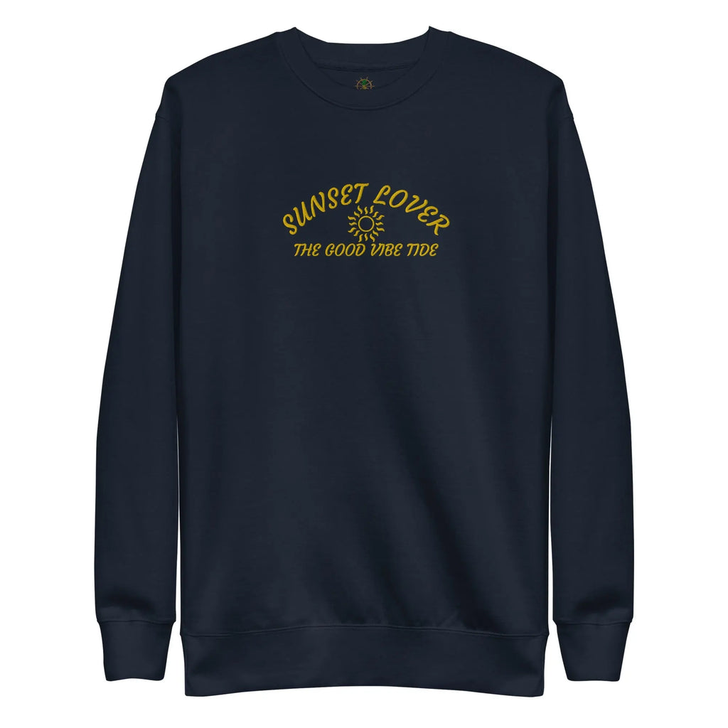 Black Premium Sunset Lover sweatshirt by SHOPEZRA L.L.C., featuring a sunset graphic and casual fit.
