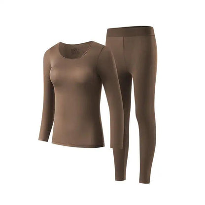 Seamless Thermal Underwear Set for Women, Invisible Thermal Thin Base Layer, Temperature-Regulating Autumn Long-Sleeve Top and Long Pants by Dropshipman