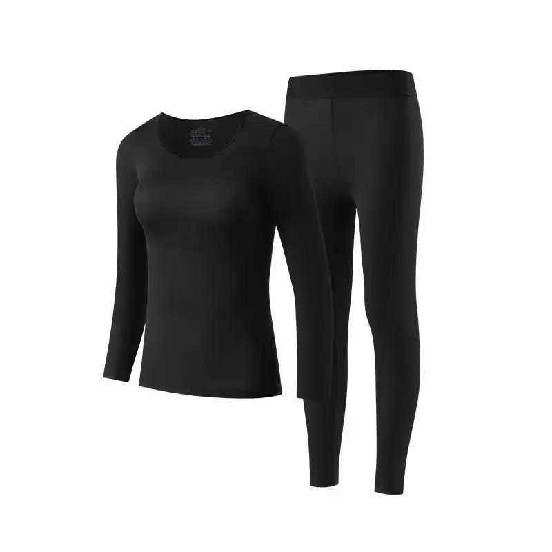 Seamless Thermal Underwear Set for Women, Invisible Thermal Thin Base Layer, Temperature-Regulating Autumn Long-Sleeve Top and Long Pants by Dropshipman