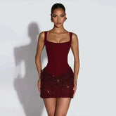 Townlike Pleated Slim Bodycon Dress Women Spaghetti Strap Mini 2026 Summer Dress Sequin Evening Nightclub Sexy Party Dresses SHOPEZRA L.L.C.