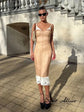 Women Sheer Mesh Overlay Midi Dress Waist Cinched Sleeveless Spaghetti Strap 2026 Summer Accessories Trendy Classy Lady Outfits SHOPEZRA L.L.C.