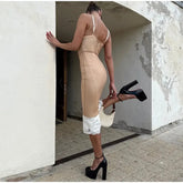 Women Sheer Mesh Overlay Midi Dress Waist Cinched Sleeveless Spaghetti Strap 2026 Summer Accessories Trendy Classy Lady Outfits SHOPEZRA L.L.C.