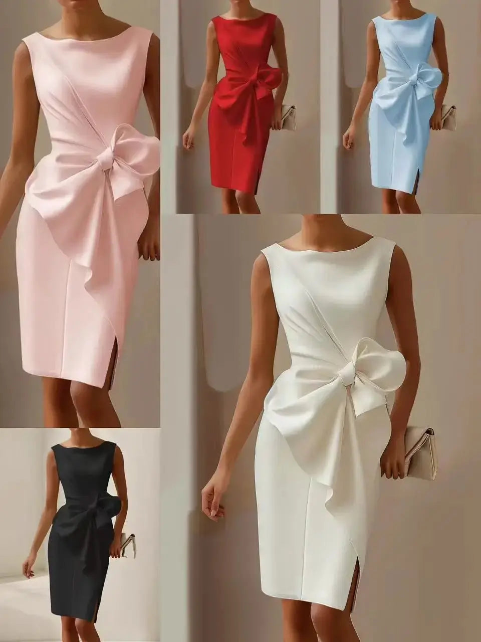 Black sleeveless women's dress with fitted waist, elegant and refined style, perfect for dates, by SHOPEZRA L.L.C.