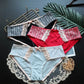 Eisseide Nähte Mesh nahtlose Unterwäsche Damen sexy reine Spitze Kante atmungsaktiver Baumwollzwickel antibakterieller Mid-Waist Slip