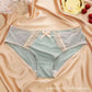 Eisseide Nähte Mesh nahtlose Unterwäsche Damen sexy reine Spitze Kante atmungsaktiver Baumwollzwickel antibakterieller Mid-Waist Slip
