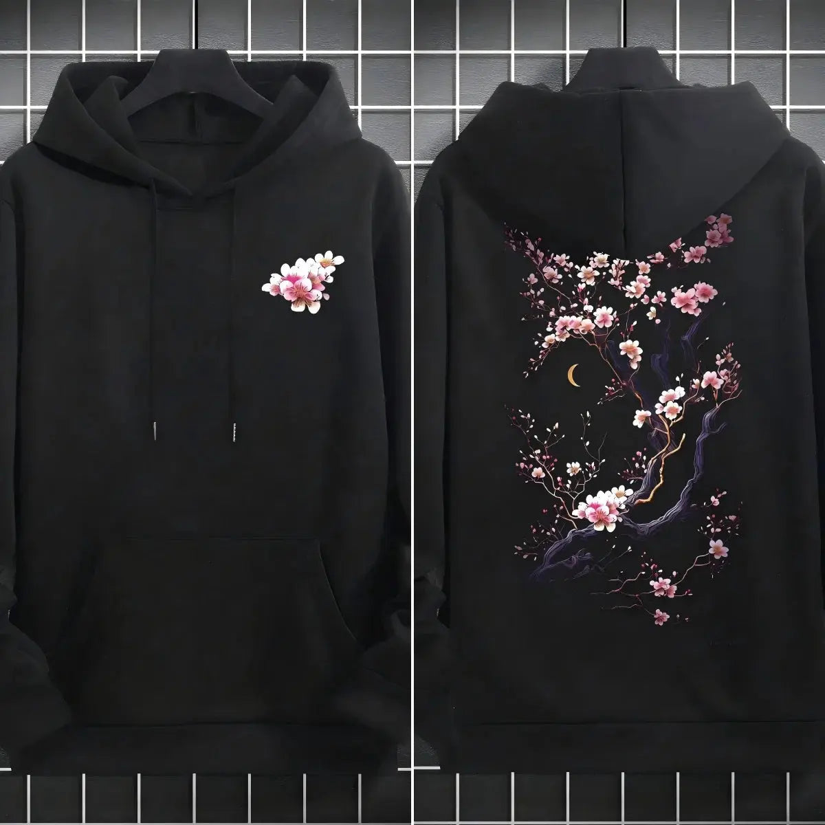 Plum blossoms that can withstand severe cold Print  Mans Retro Loose Hoodie  Fleece Warm Fashion Hoody Unisex Basics Clothing SHOPEZRA L.L.C.