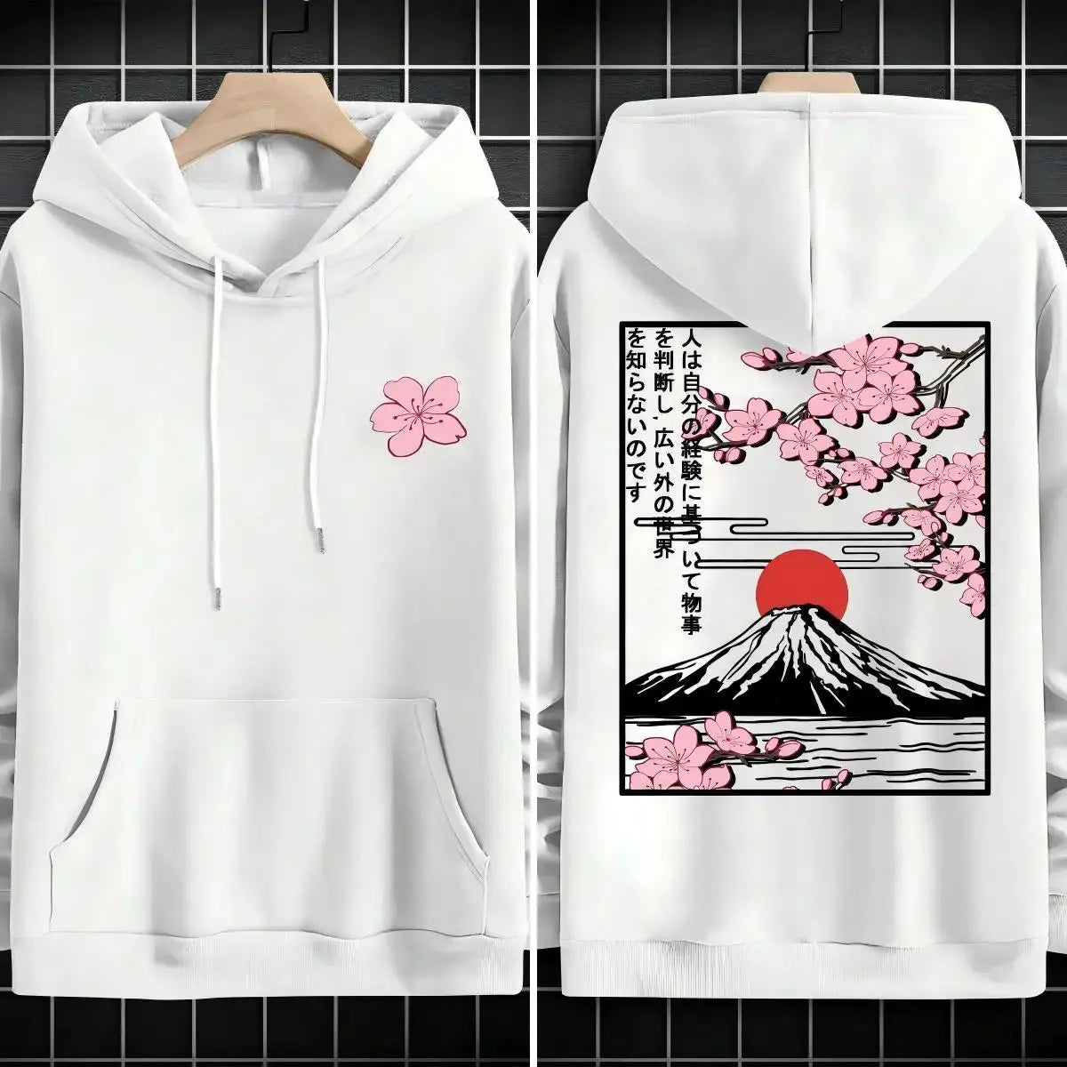 Plum blossoms that can withstand severe cold Print  Mans Retro Loose Hoodie  Fleece Warm Fashion Hoody Unisex Basics Clothing SHOPEZRA L.L.C.