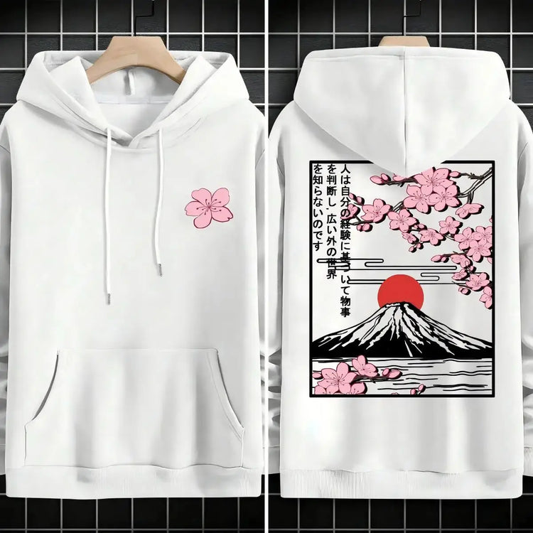 Plum blossoms that can withstand severe cold Print  Mans Retro Loose Hoodie  Fleece Warm Fashion Hoody Unisex Basics Clothing SHOPEZRA L.L.C.