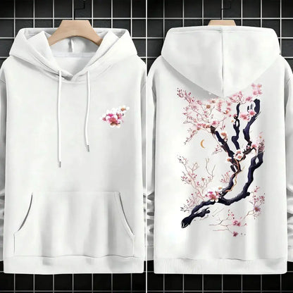Plum blossoms that can withstand severe cold Print Mans Retro Loose Hoodie Fleece Warm Fashion Hoody Unisex Basics Clothing by Dropshipman