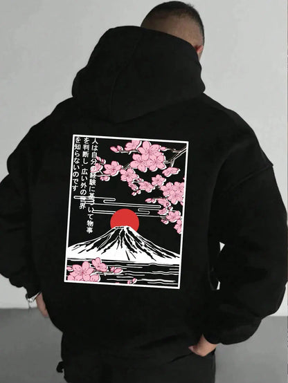 Plum blossoms that can withstand severe cold Print Mans Retro Loose Hoodie Fleece Warm Fashion Hoody Unisex Basics Clothing by Dropshipman