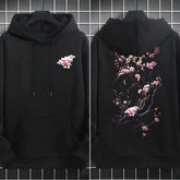Plum blossoms that can withstand severe cold Print  Mans Retro Loose Hoodie  Fleece Warm Fashion Hoody Unisex Basics Clothing SHOPEZRA L.L.C.