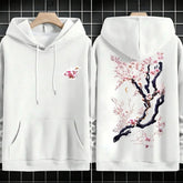 Plum blossoms that can withstand severe cold Print  Mans Retro Loose Hoodie  Fleece Warm Fashion Hoody Unisex Basics Clothing SHOPEZRA L.L.C.