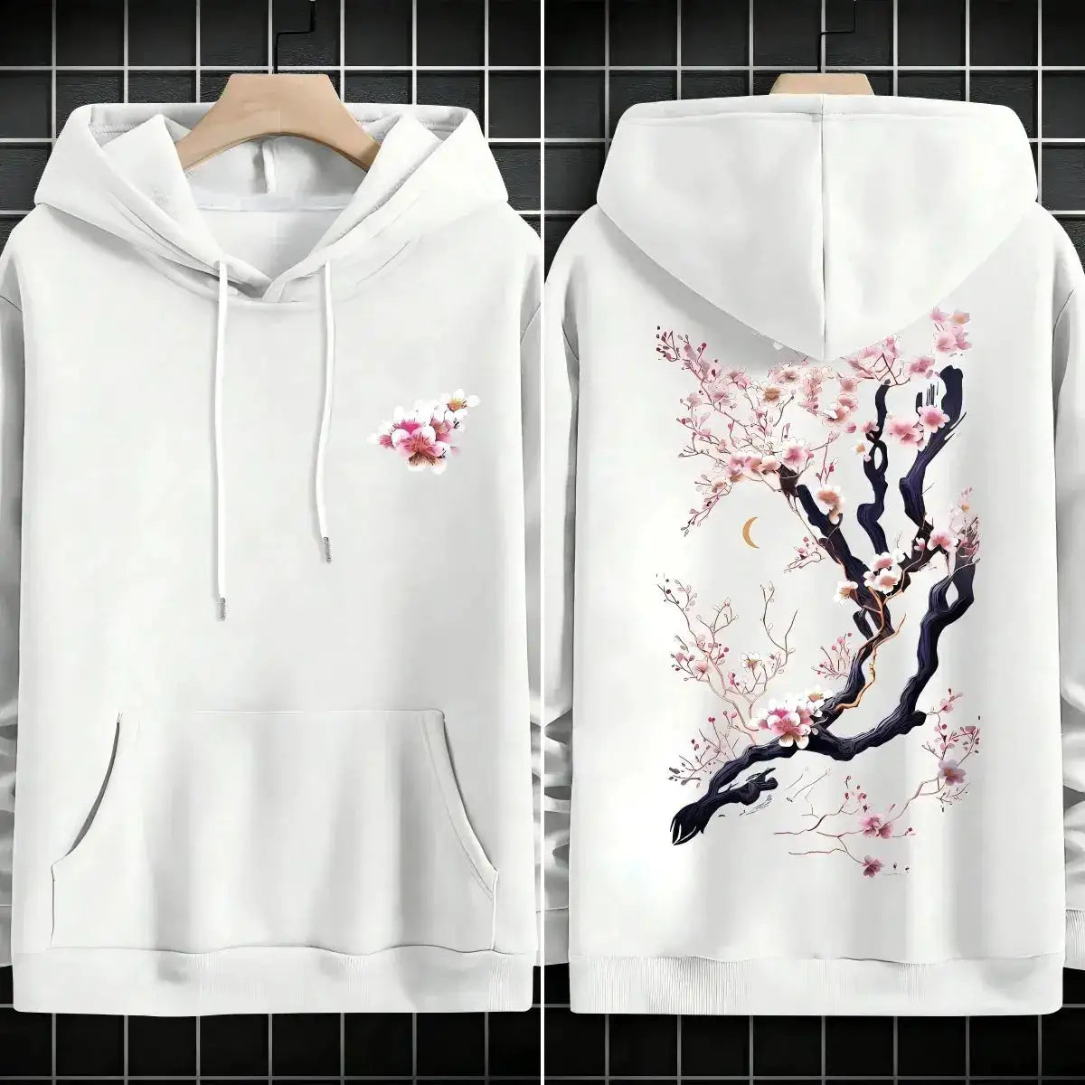 Plum blossoms that can withstand severe cold Print Mans Retro Loose Hoodie Fleece Warm Fashion Hoody Unisex Basics Clothing by Dropshipman