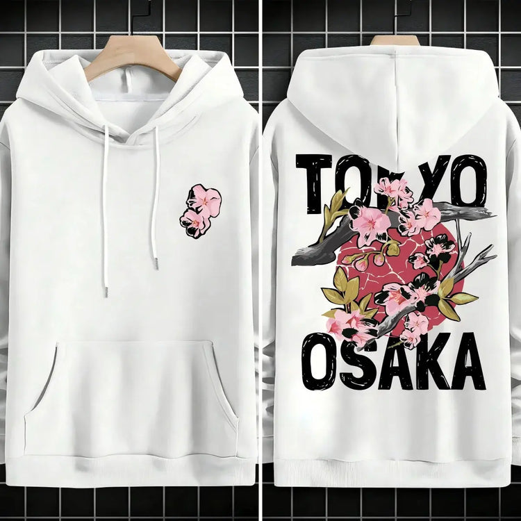 Plum blossoms that can withstand severe cold Print  Mans Retro Loose Hoodie  Fleece Warm Fashion Hoody Unisex Basics Clothing SHOPEZRA L.L.C.