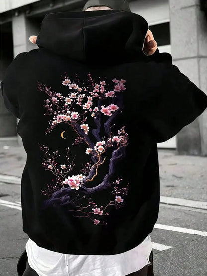 Plum blossoms that can withstand severe cold Print Mans Retro Loose Hoodie Fleece Warm Fashion Hoody Unisex Basics Clothing by Dropshipman
