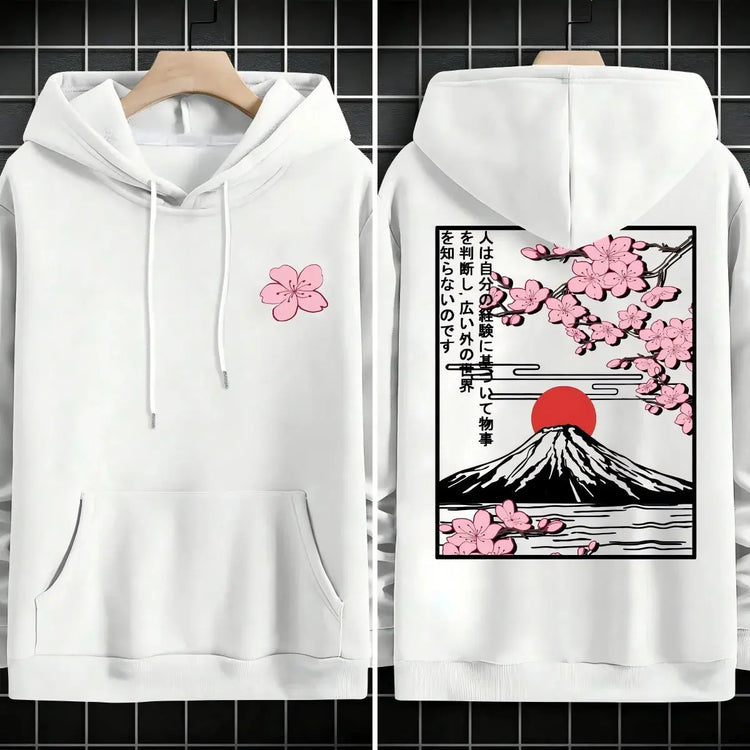 Plum blossoms that can withstand severe cold Print  Mans Retro Loose Hoodie  Fleece Warm Fashion Hoody Unisex Basics Clothing SHOPEZRA L.L.C.