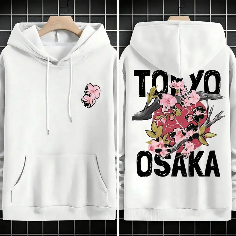 Plum blossoms that can withstand severe cold Print  Mans Retro Loose Hoodie  Fleece Warm Fashion Hoody Unisex Basics Clothing SHOPEZRA L.L.C.