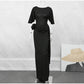 Sequin Patchwork Backless Dress Women Elegant Solid Middle Sleeve Cinched-waist Slim Long Dresses Fashion Evening Party Vestidos SHOPEZRA L.L.C.