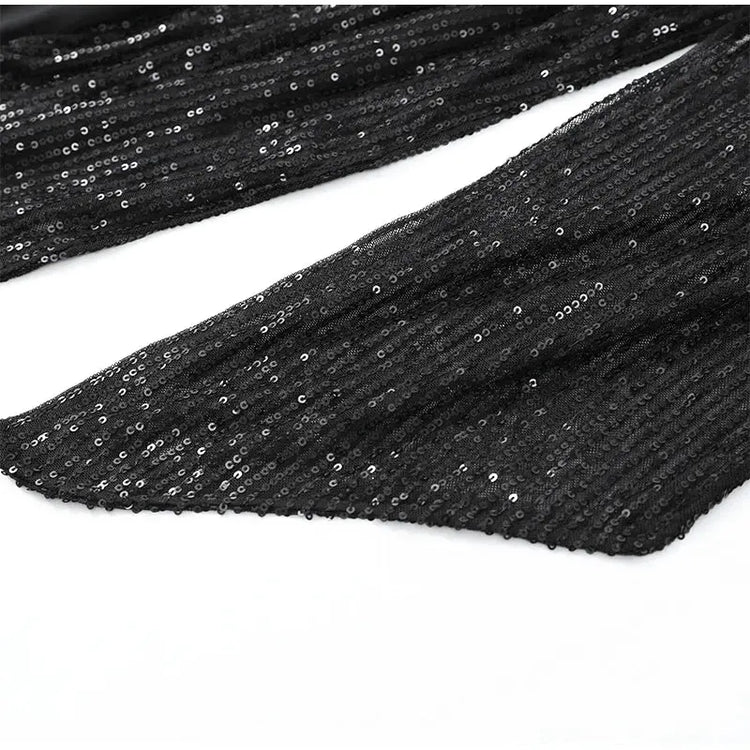 Sequin Patchwork Backless Dress Women Elegant Solid Middle Sleeve Cinched-waist Slim Long Dresses Fashion Evening Party Vestidos SHOPEZRA L.L.C.