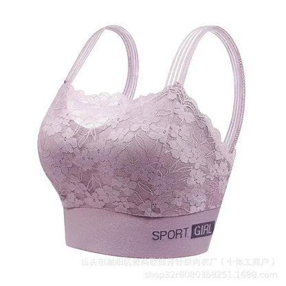 New Sexy French Style Lace Bra Beautiful Back Anti-Light Breathable Non-Steel Ring Gather-up Underwear Women&