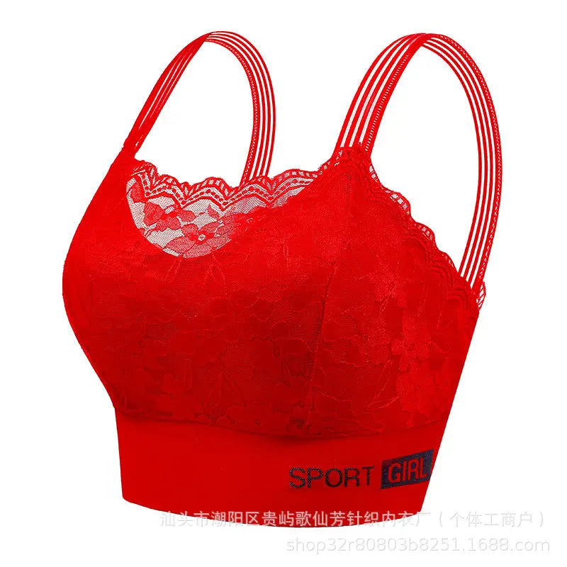 New Sexy French Style Lace Bra Beautiful Back Anti-Light Breathable Non-Steel Ring Gather-up Underwear Women&