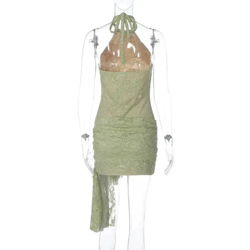 Townlike Ribbon Lace Slim Bodycon Dress Women Halter Mini 2025 Summer Dress Backless Nightclub Sexy Party Dresses by Dropshipman
