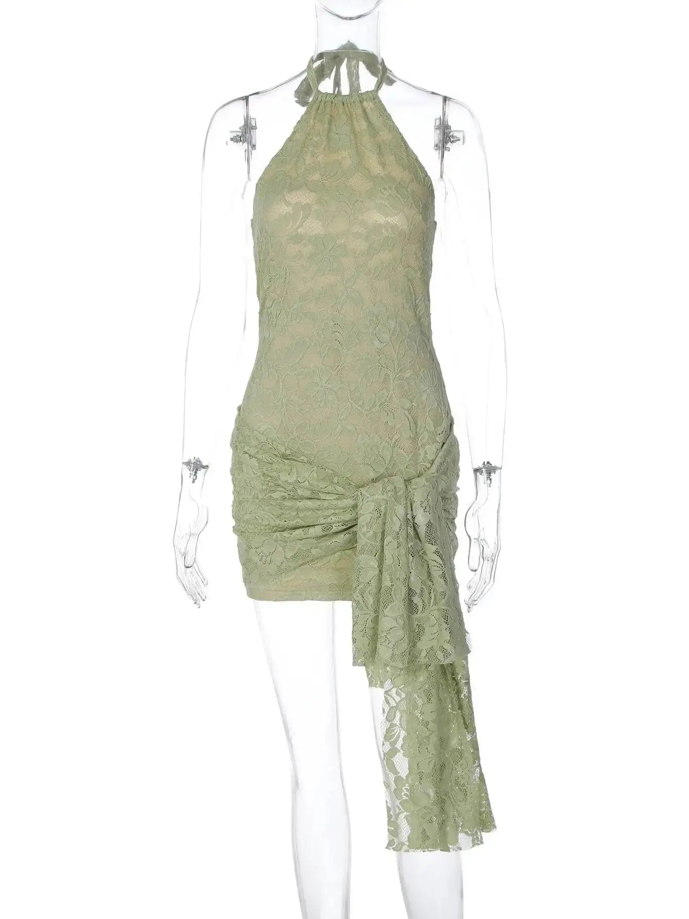 Townlike Ribbon Lace Slim Bodycon Dress Women Halter Mini 2025 Summer Dress Backless Nightclub Sexy Party Dresses SHOPEZRA L.L.C.
