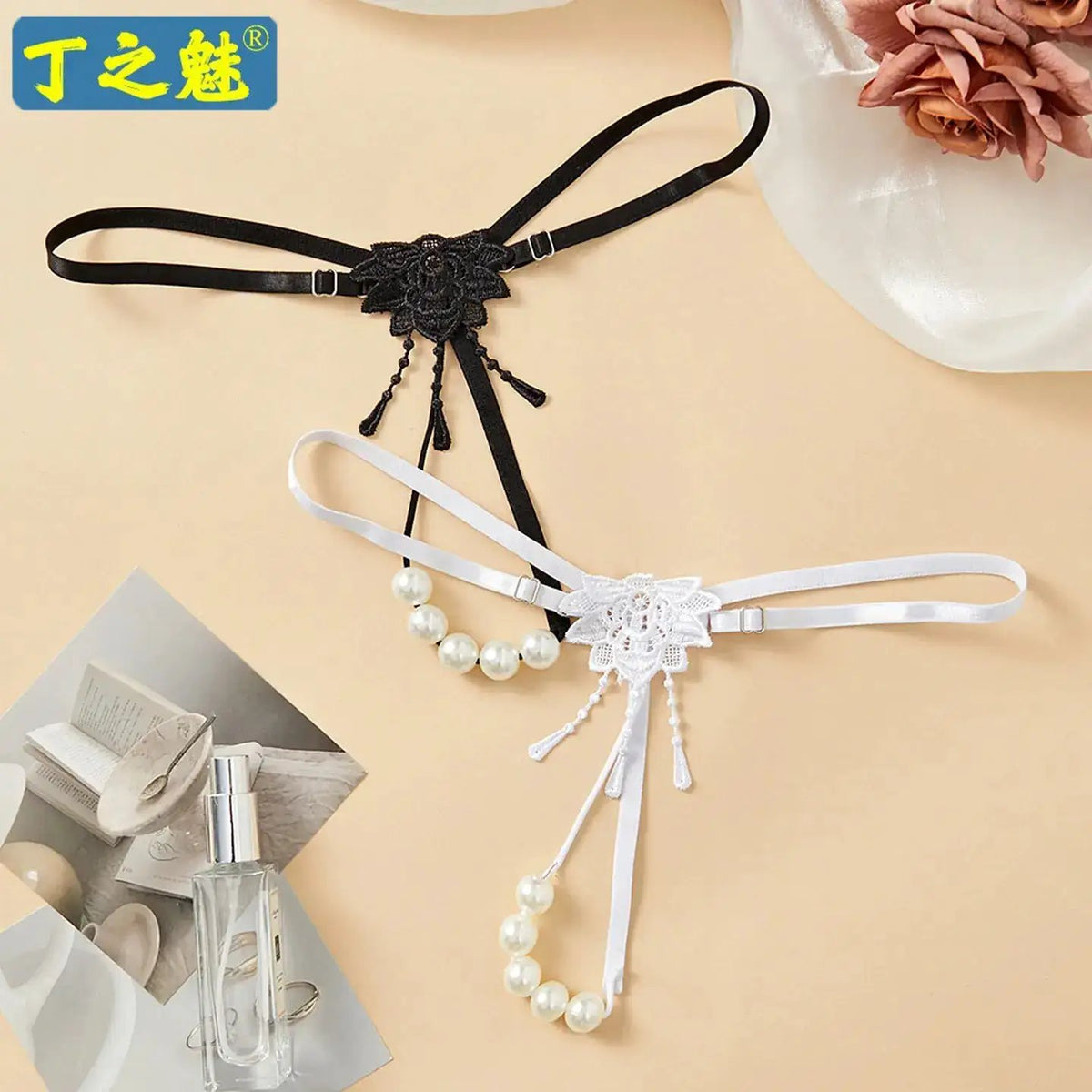 Sexy Underwear for Women, Pearl Massage Thong, Hot and Passionate Open Crotch, No Need to Take Off, Couple Flirting European and American T-Shaped Underwear by Dropshipman