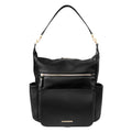TWELVElittle vegan leather convertible diaper bag in black with multiple pockets and stylish design.